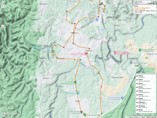 ridemaps/Picton-Thirimere-Bargo-Tahmoor-loop screenshot