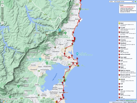ridemaps/Thirroul_to_Shellharbour screenshot