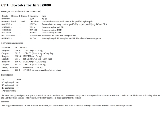 cpu_opcodes/i8080 screenshot