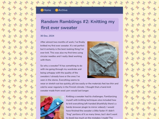 blog/posts/2024-12-30-Random-Ramblings-First-sweater screenshot