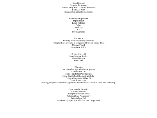 Resume screenshot