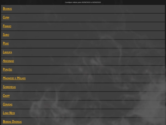 cardapio screenshot