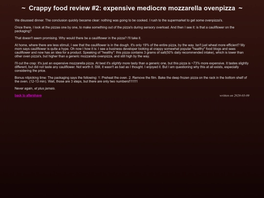 aftershave/expensivemediocremozzarellaovenpizza screenshot