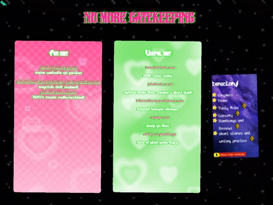 links screenshot