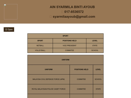 co-curriculum activities screenshot