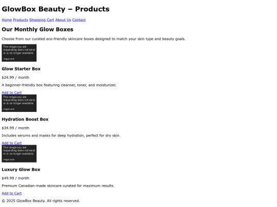 Products screenshot