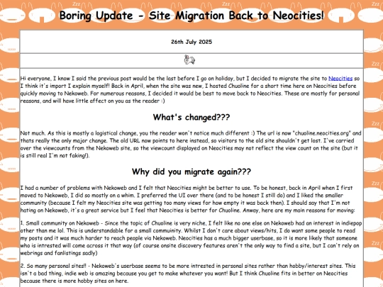 posts/2025-07-26-Boring-Update-Site-Migration-Back-to-Neocities screenshot