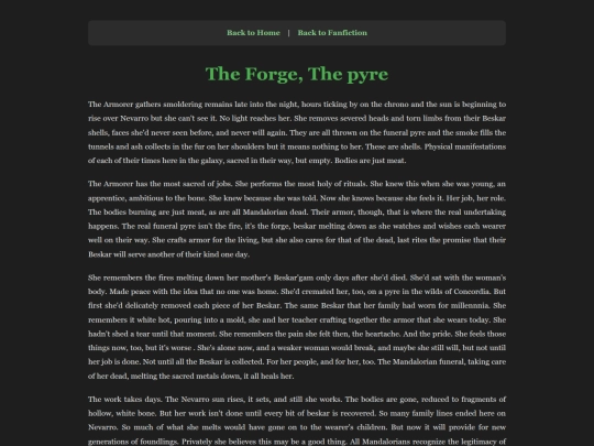 Fan Fiction/theforgethepyre screenshot