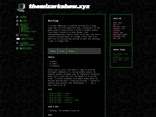 writing screenshot