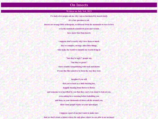 poems/oninsects screenshot