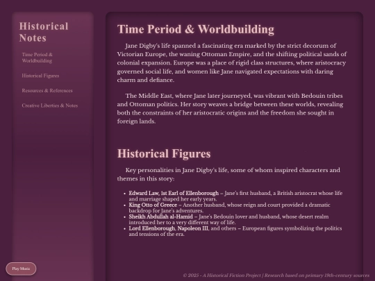 WritingWebsite/HistoricalNotes screenshot