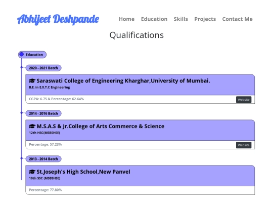 portfolio/Education screenshot