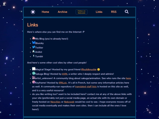 links screenshot