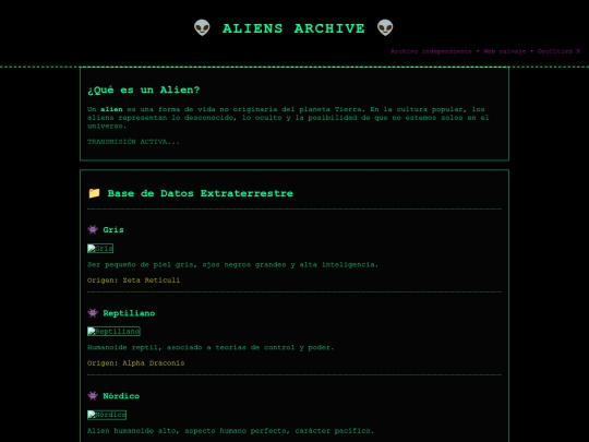 geocities/Area51/aliens screenshot