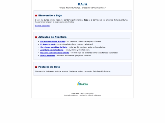 geocities/Baja/home screenshot