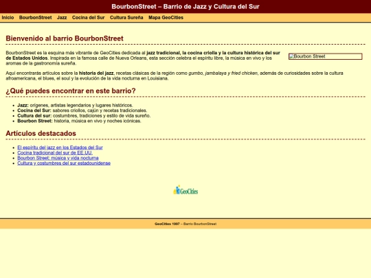 geocities/BourbonStreet/home screenshot
