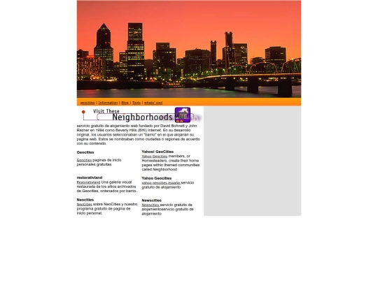geocities/cities/info screenshot
