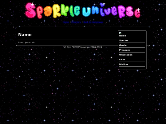 sparkleuniverse/character/template screenshot