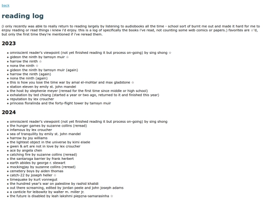 writing/readinglog screenshot