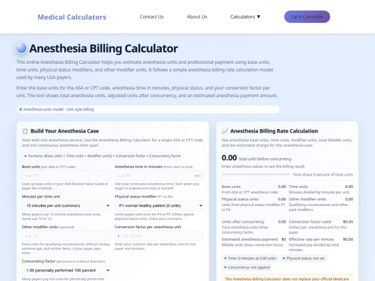 anesthesia-billing-calculator screenshot