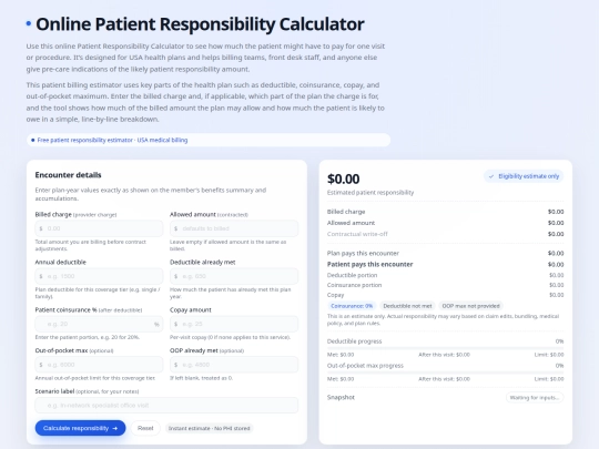 patient-responsibility-calculator screenshot