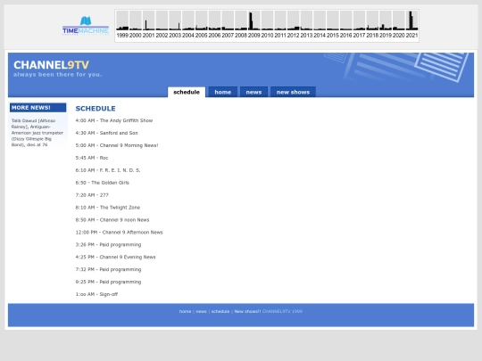 UNDER CONSTRUCTION/web6251999tm/schedule screenshot