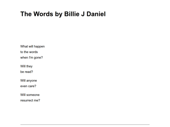 the-words-by-billie-j-daniel screenshot