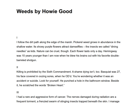 weeds-by-howie-good screenshot