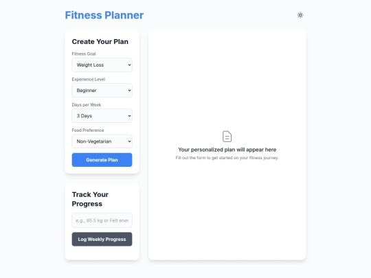 Web Applications /Fitness Planner/in screenshot