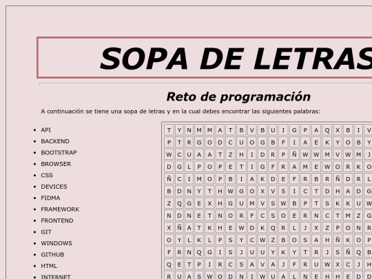 ejercicioSopaDeLetras screenshot