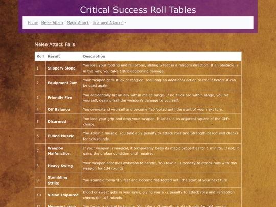 age-of-ashes/roll-tables/critical-success-roll-tables screenshot