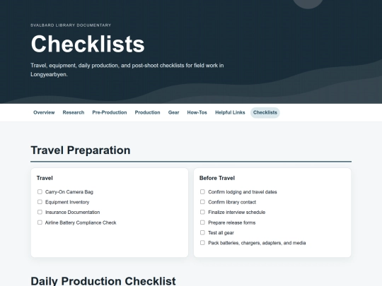 longyearbyen-library/checklists screenshot