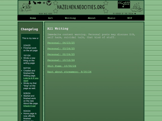 Writing screenshot