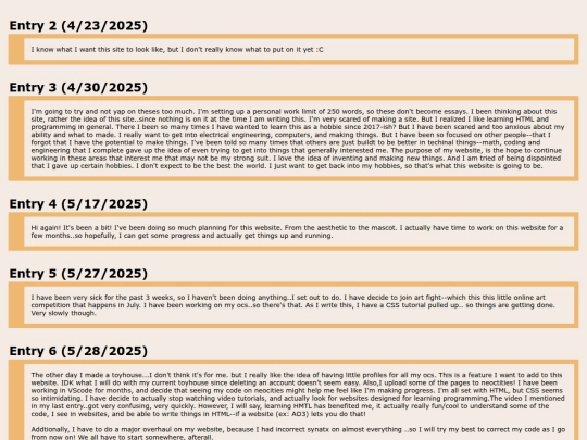 Diary screenshot