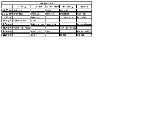 schedule screenshot
