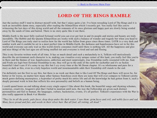 reviews/lotr screenshot
