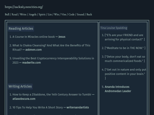 readings screenshot