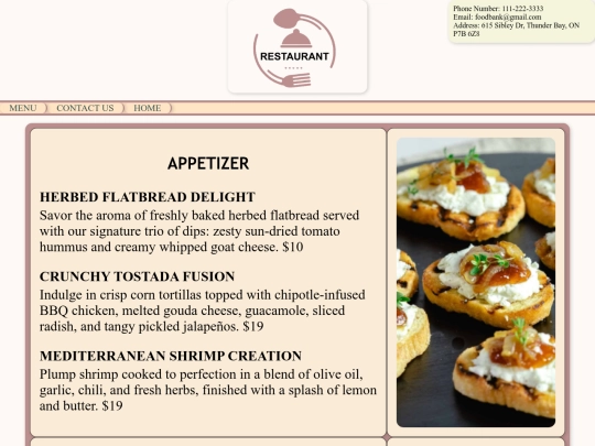 menu screenshot
