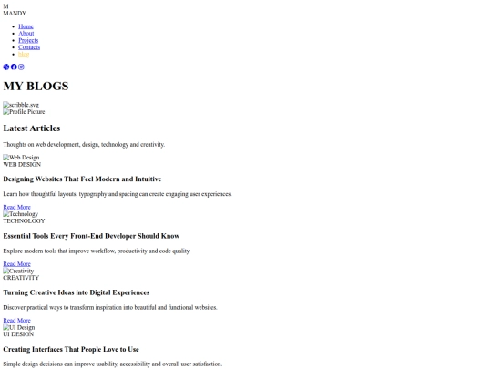 mandy/blog screenshot