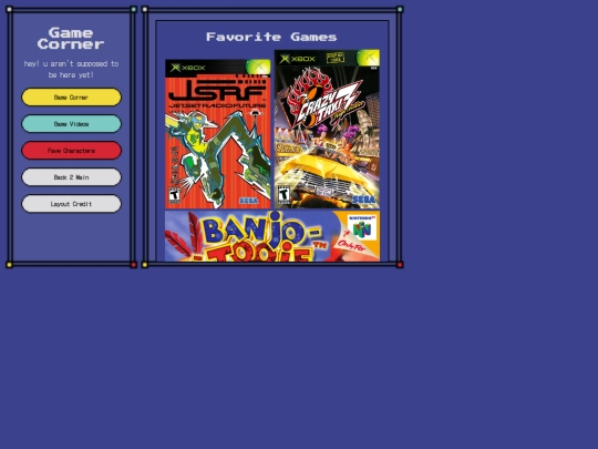 game corner/favegames screenshot