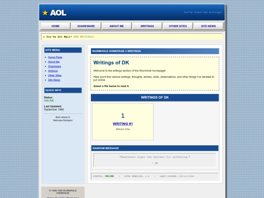 sites/writings screenshot