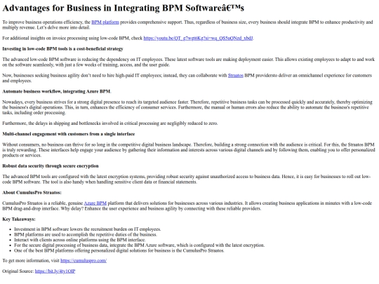 AdvantagesforBusinessinIntegratingBPMSoftwares screenshot