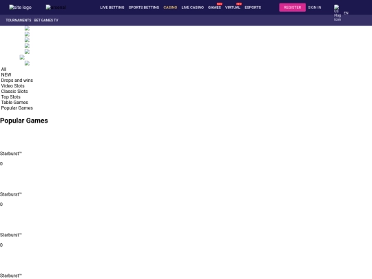 Bets/casino screenshot