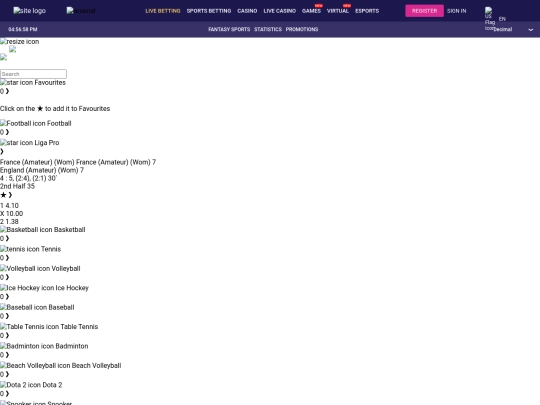 Bets/livebetting screenshot