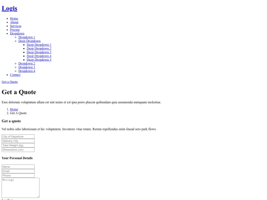 Logis /get-a-quote screenshot