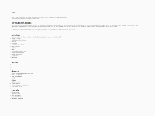 Menu screenshot