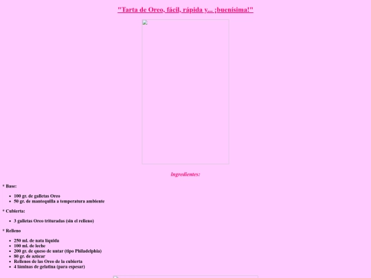 PAGINA WEB TARTA DE OREO screenshot