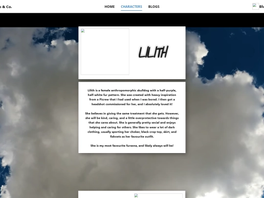 Characters-Page screenshot