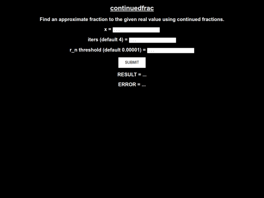 calcs/continuedfrac screenshot