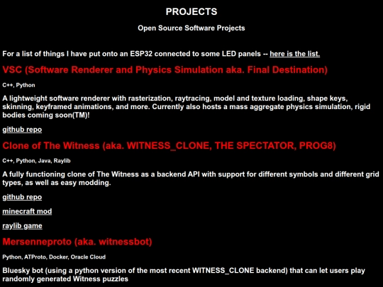 projects screenshot